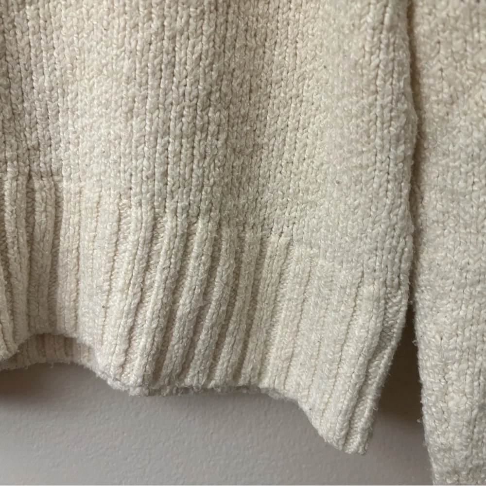 Maeve Anthropologie Cream Cropped Knit Sweater Size Small Cozy Boho - Picture 3 of 9